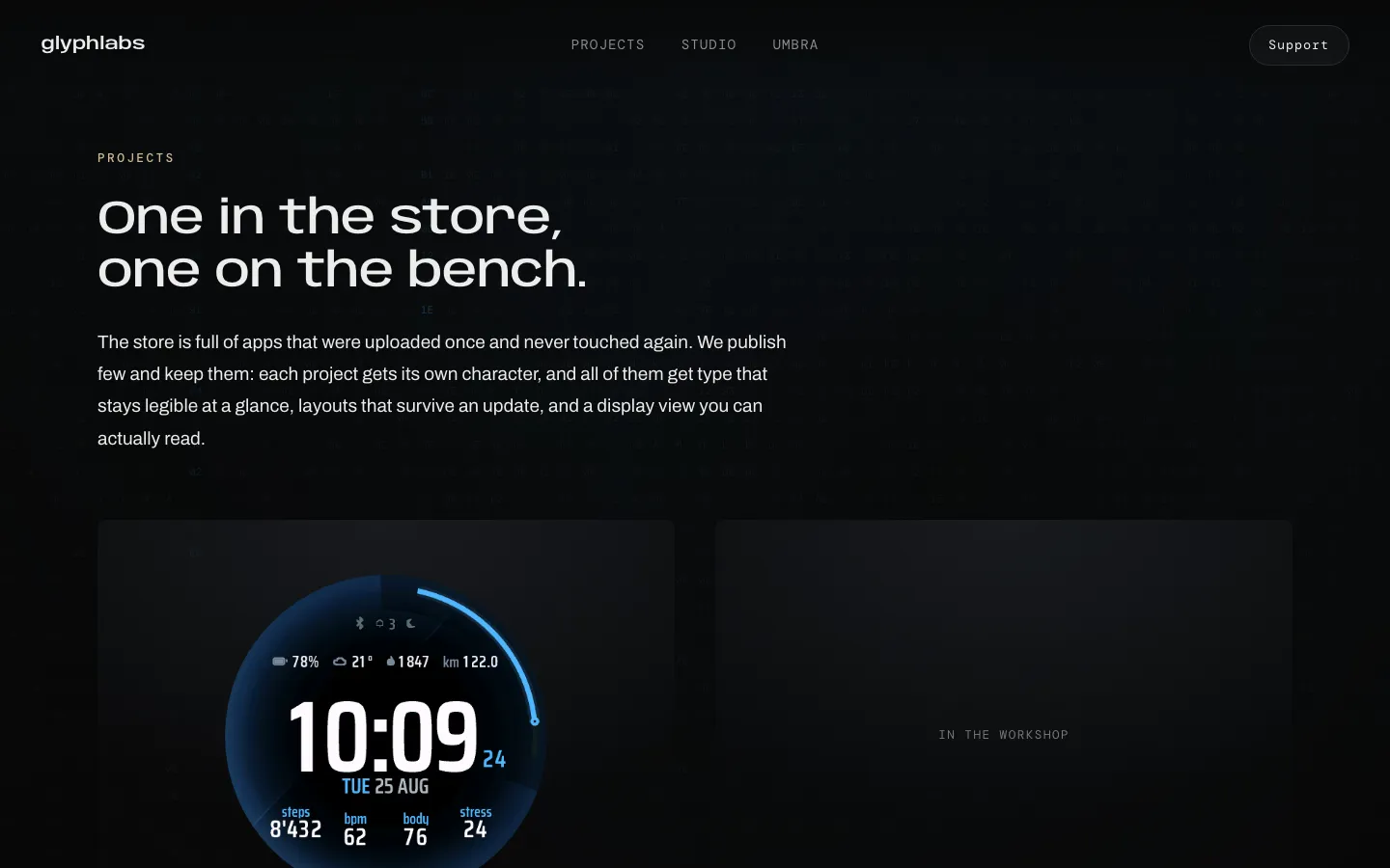 glyphlabs, Abschnitt der Website