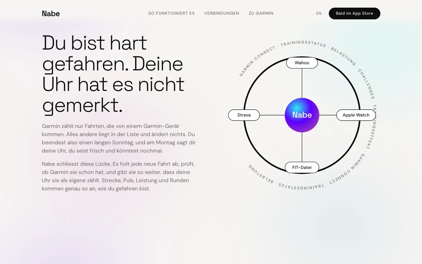 Nabe, Abschnitt der Website